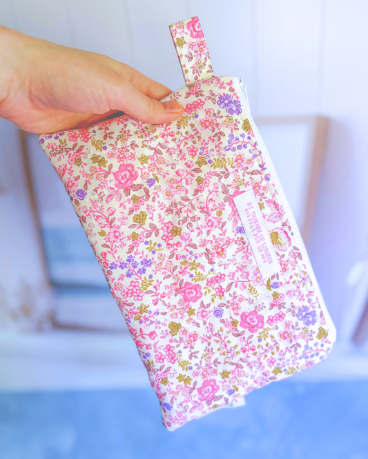 St. Therese - Pink & Purple - Handmade Quilted Prayer Card Pouch