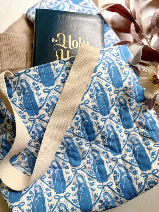 Our Lady Undoer of Knots - Handmade Quilted Tote Bag - Mini