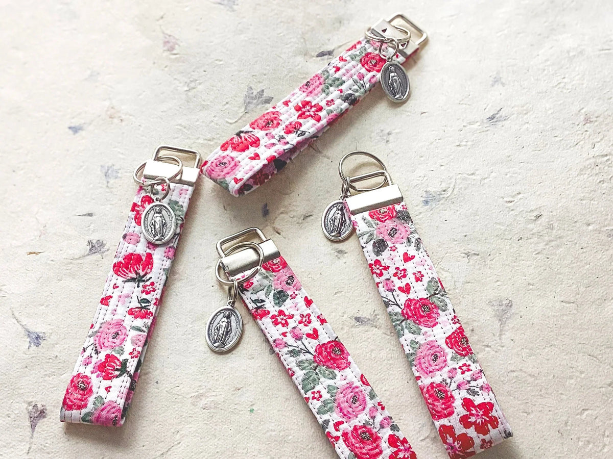 Little Flower Key Fob Wristlet - Catholic Keychain Encounter At Jacob's Well