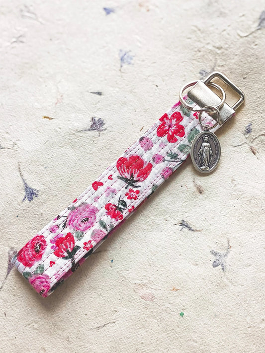Little Flower Key Fob Wristlet - Catholic Keychain Encounter At Jacob's Well