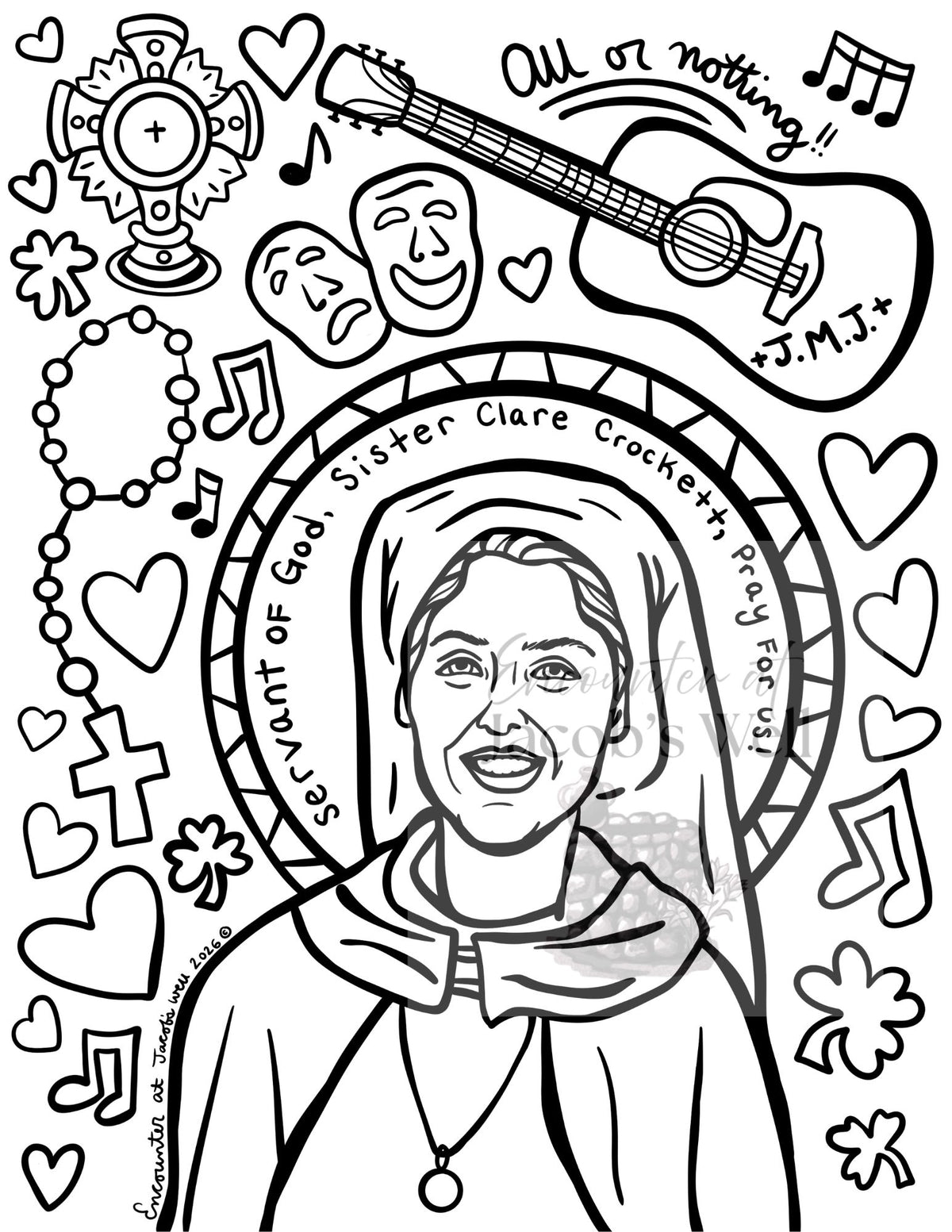 Sr. Clare Crockett Coloring Page - Digital Download