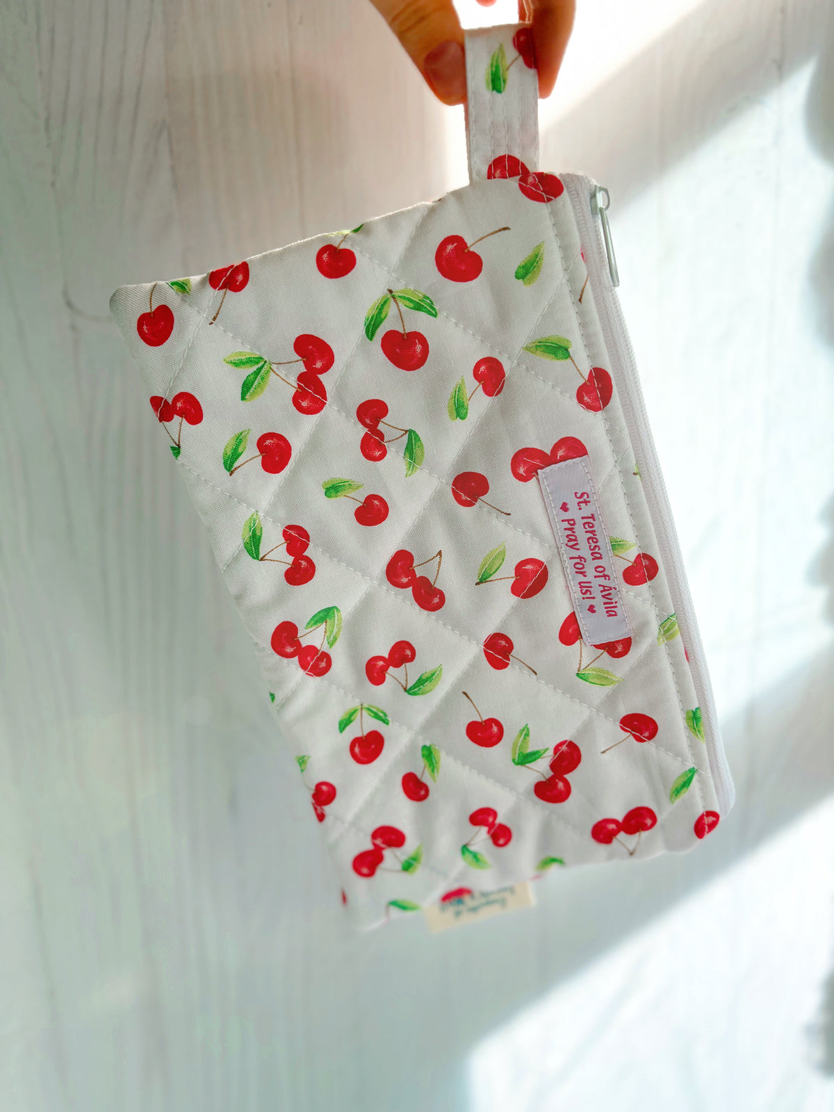Saint Therese Rosary Pouch – Little Flower Quilted Zipper Pouch - St. Valentine Gift Encounter At Jacob's Well