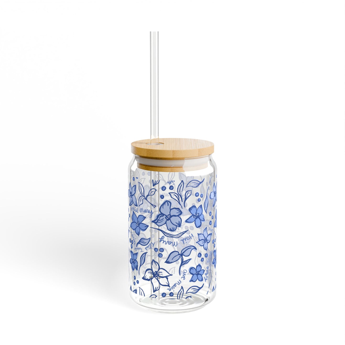 Marian Consecration -  Sipper Glass 16oz – Bamboo Lid Tumbler with Straw