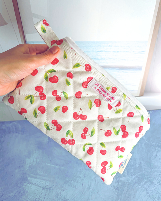St. Teresa of Avila - Cheery Cherries - Prayer Card Pouch