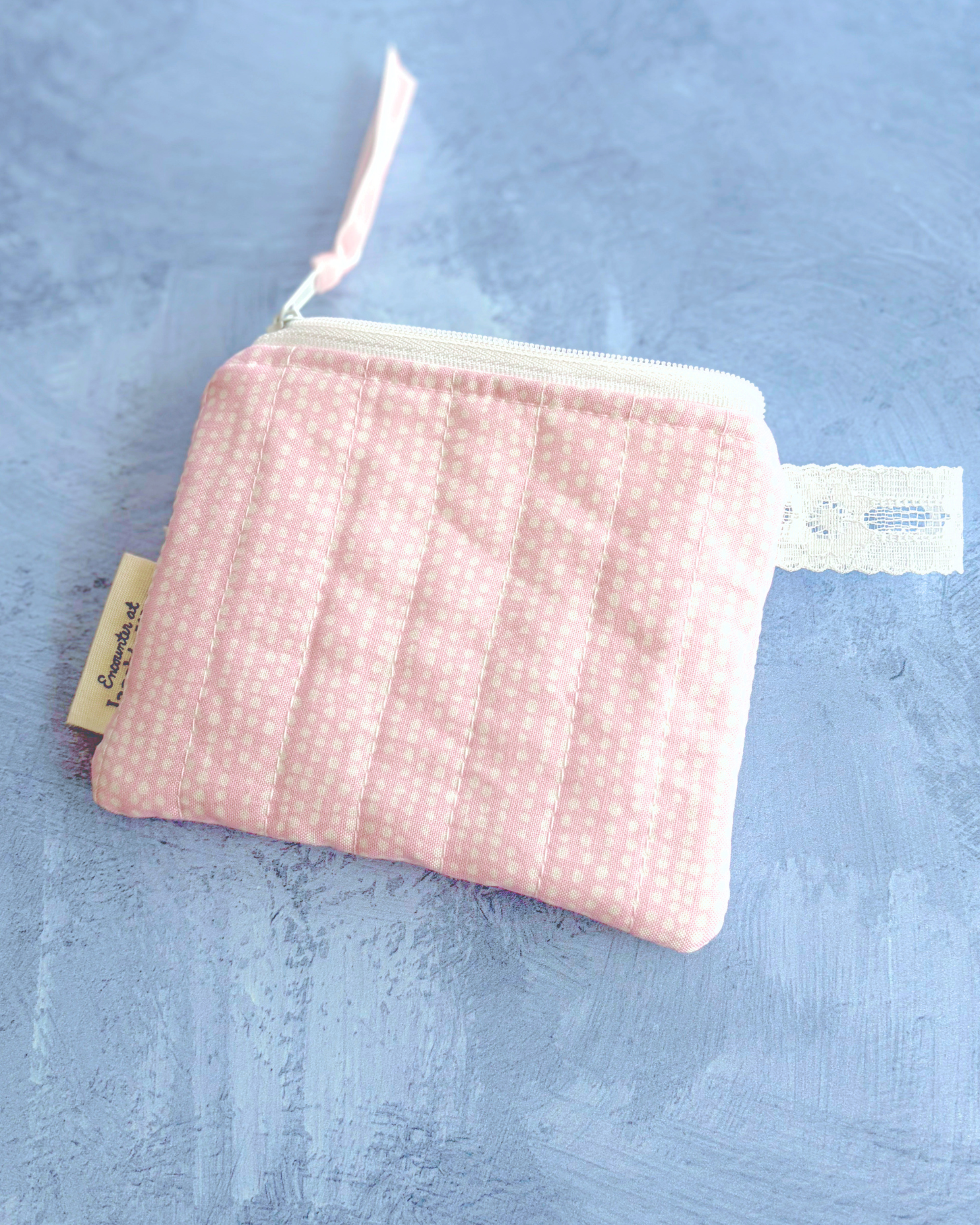St. Gemma - Sweet Pink - Handmade Quilted Zipper Pouch - Confirmation - Birthday Gift Encounter At Jacob's Well