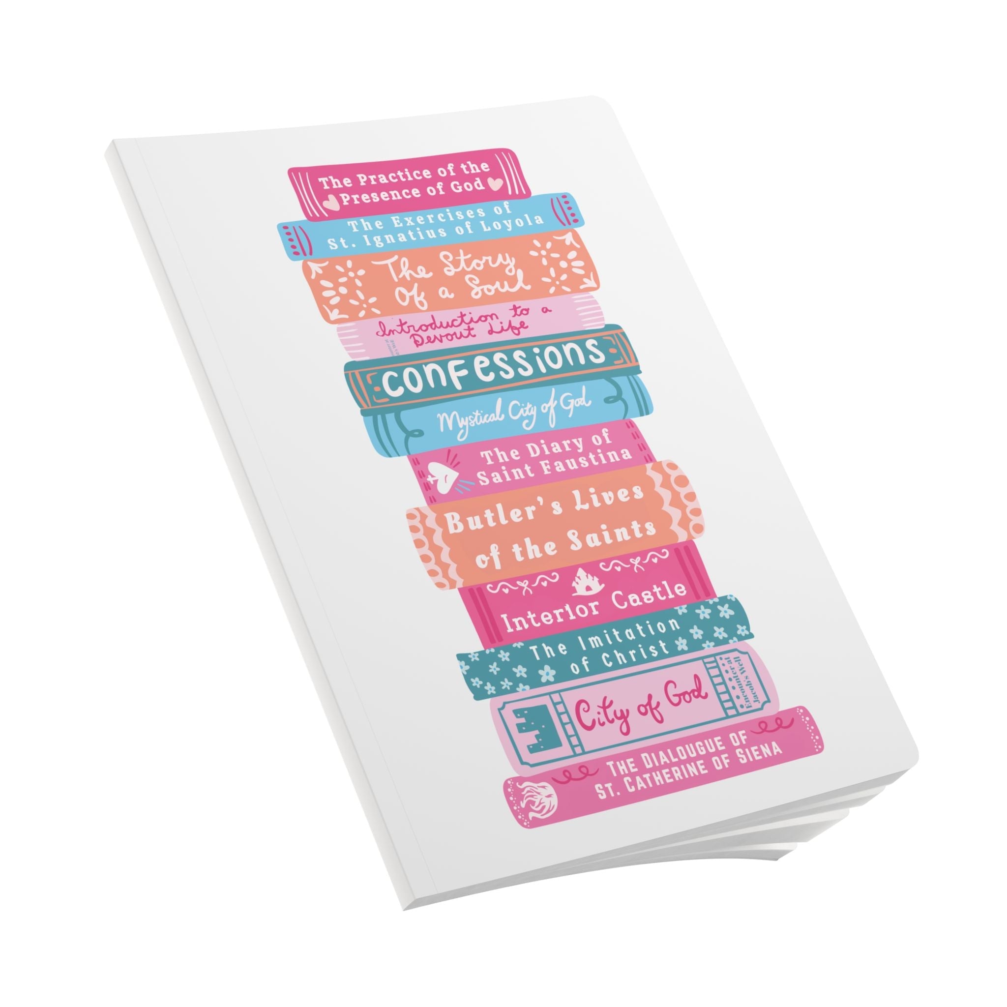 Spiritual Classics Softcover Prayer Journal | Catholic Reading List, St. John Bosco Quote Illustration Printify