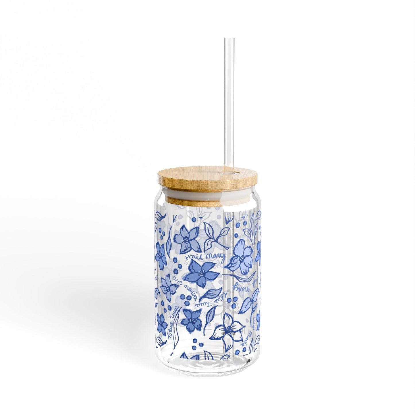 Marian Consecration -  Sipper Glass 16oz – Bamboo Lid Tumbler with Straw
