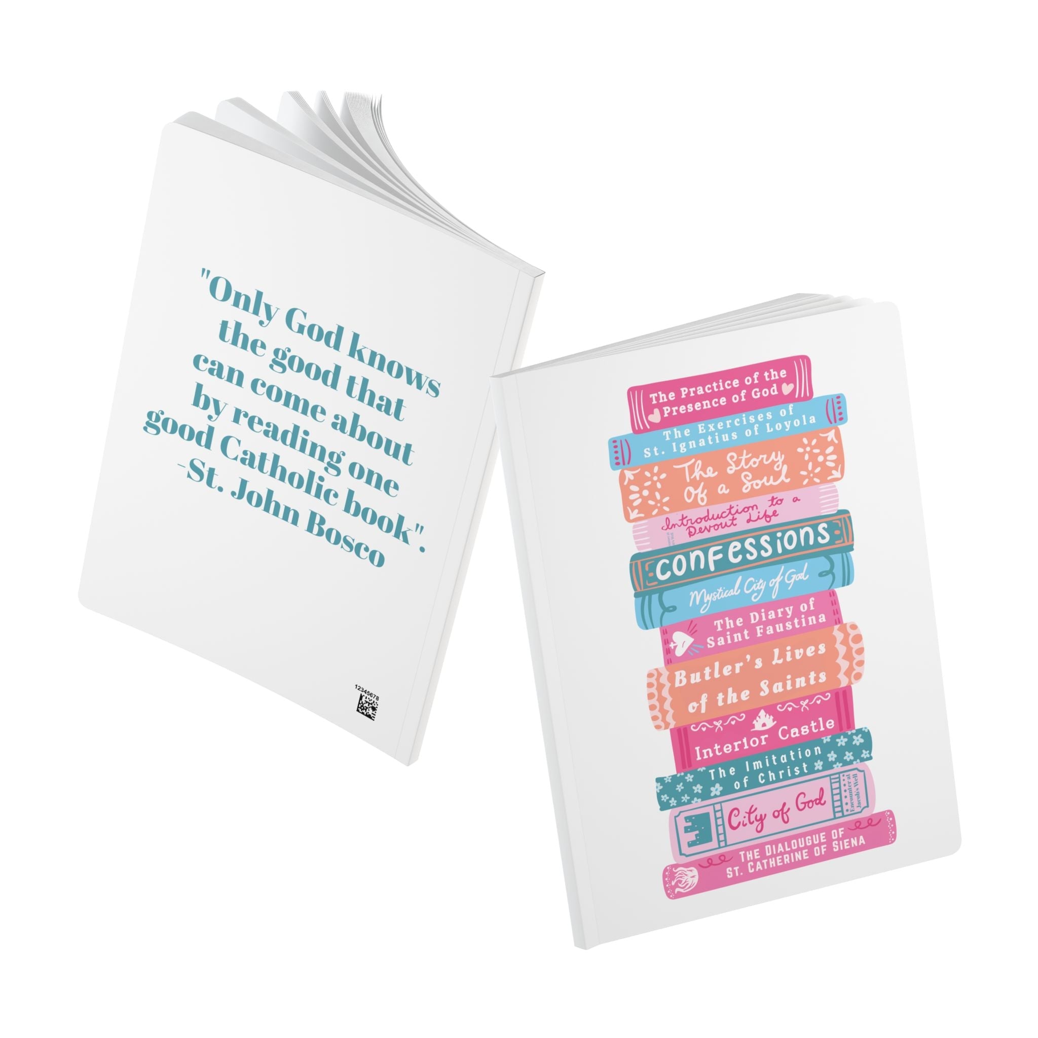 Spiritual Classics Softcover Prayer Journal | Catholic Reading List, St. John Bosco Quote Illustration Printify