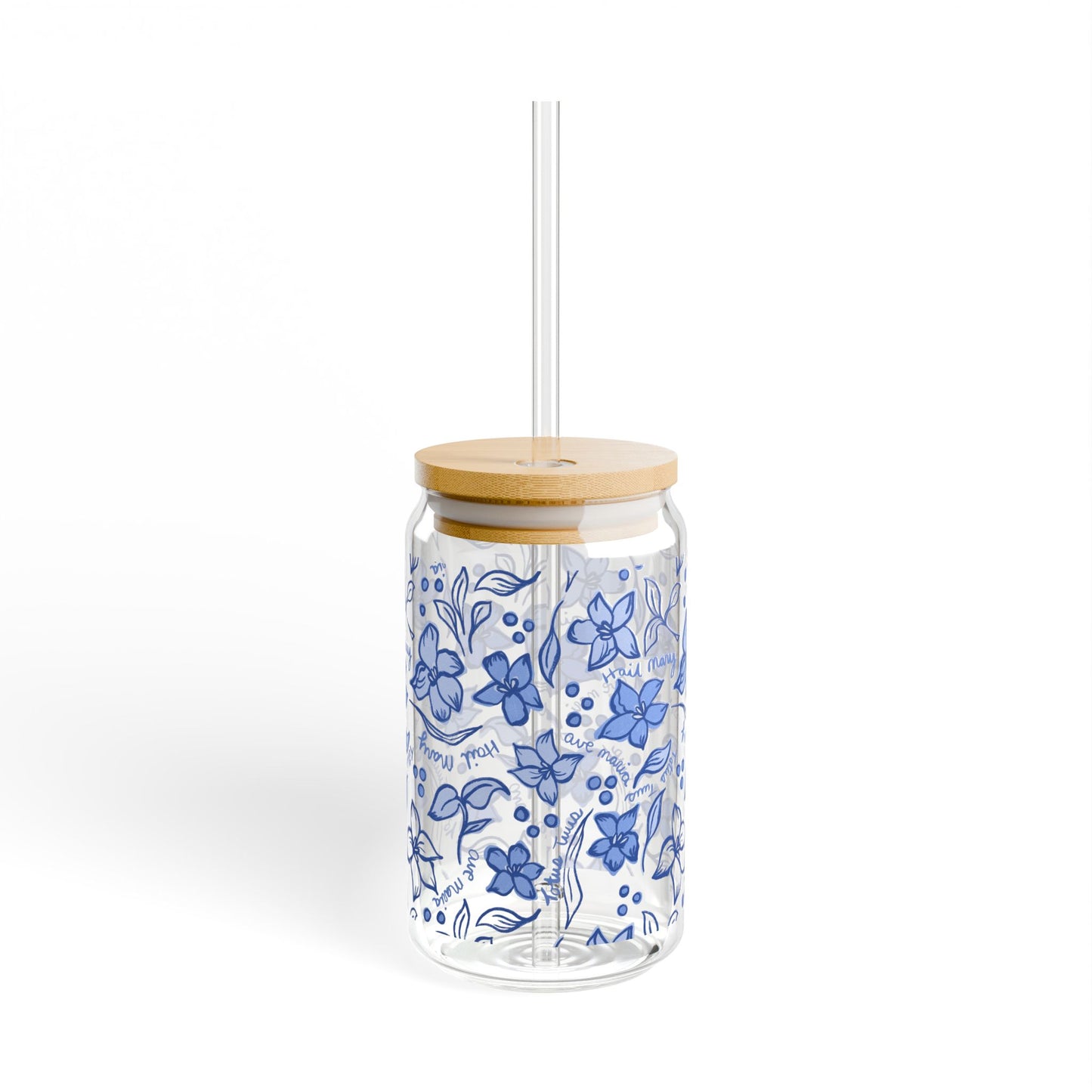 Marian Consecration -  Sipper Glass 16oz – Bamboo Lid Tumbler with Straw