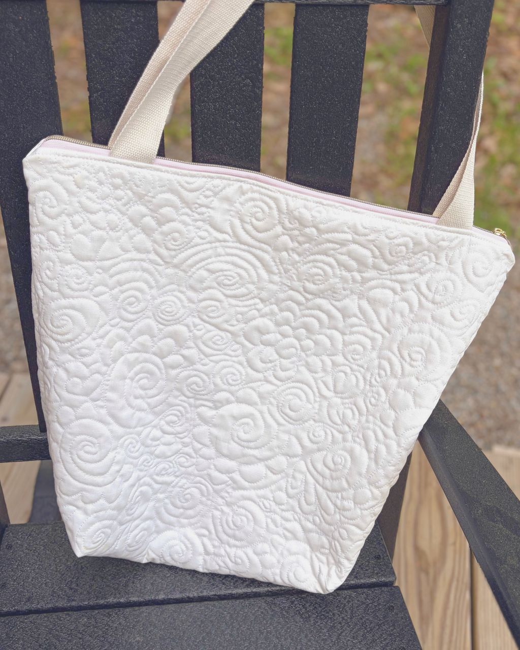 XL Handmade Quilted Catholic Tote Bag – St. Therese, Mother Teresa, Ribbon Bow, Mass Bag Encounter At Jacob's Well