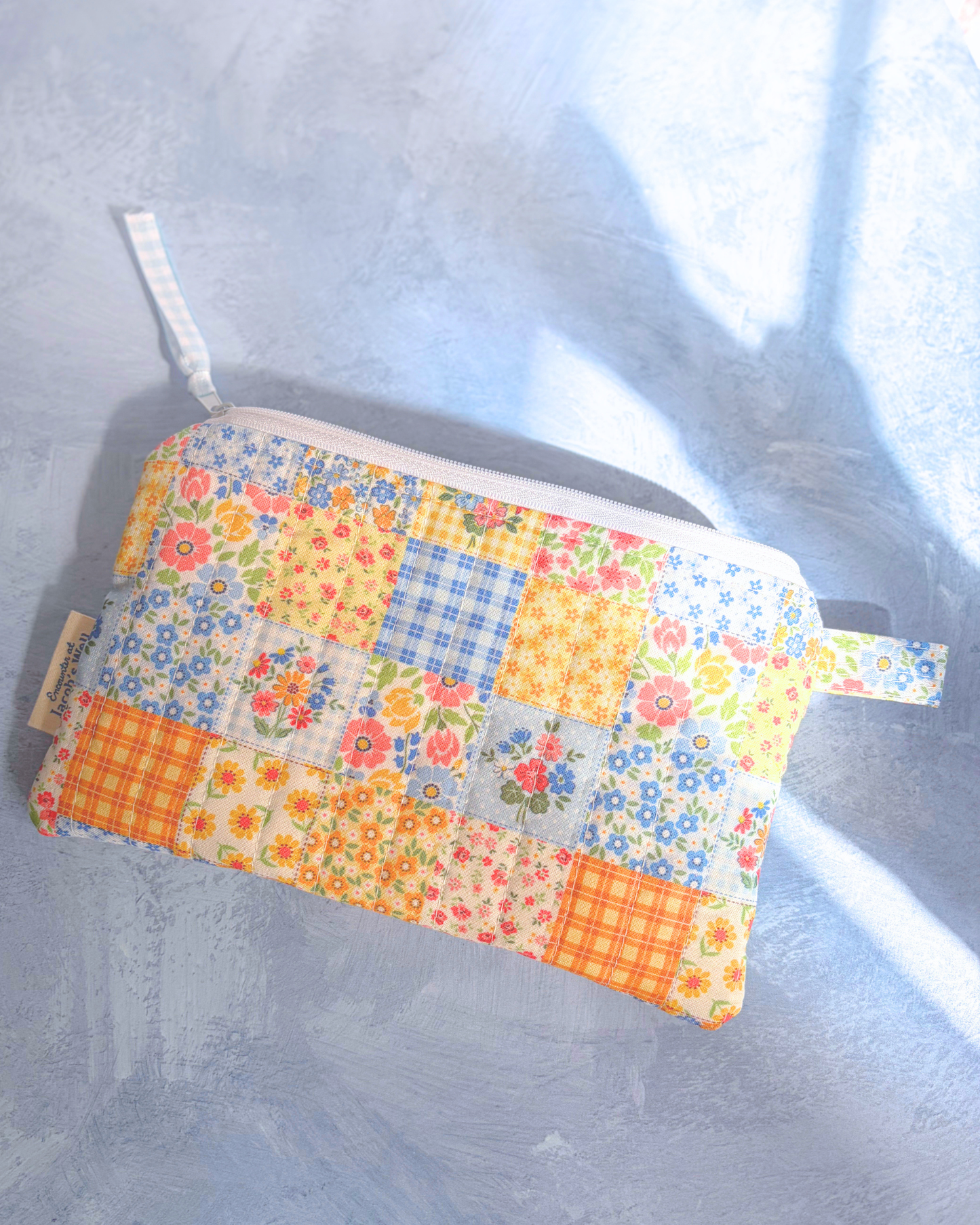 Talitha Koum - Yellow Floral - Handmade Quilted Prayer Card Pouch Encounter At Jacob's Well