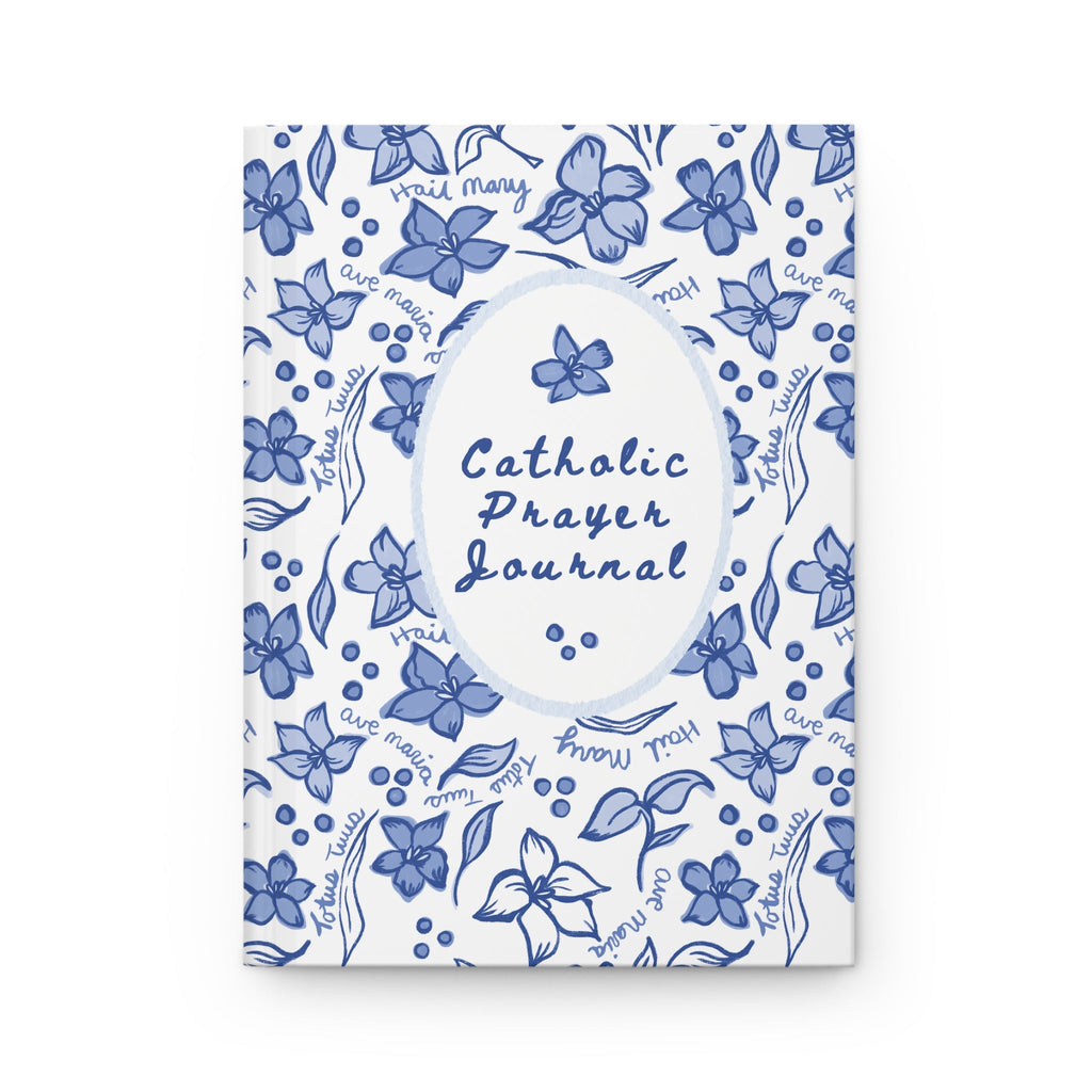 Mother Mary Prayer Journal - Blue Floral Hardcover Marian Notebook Printify