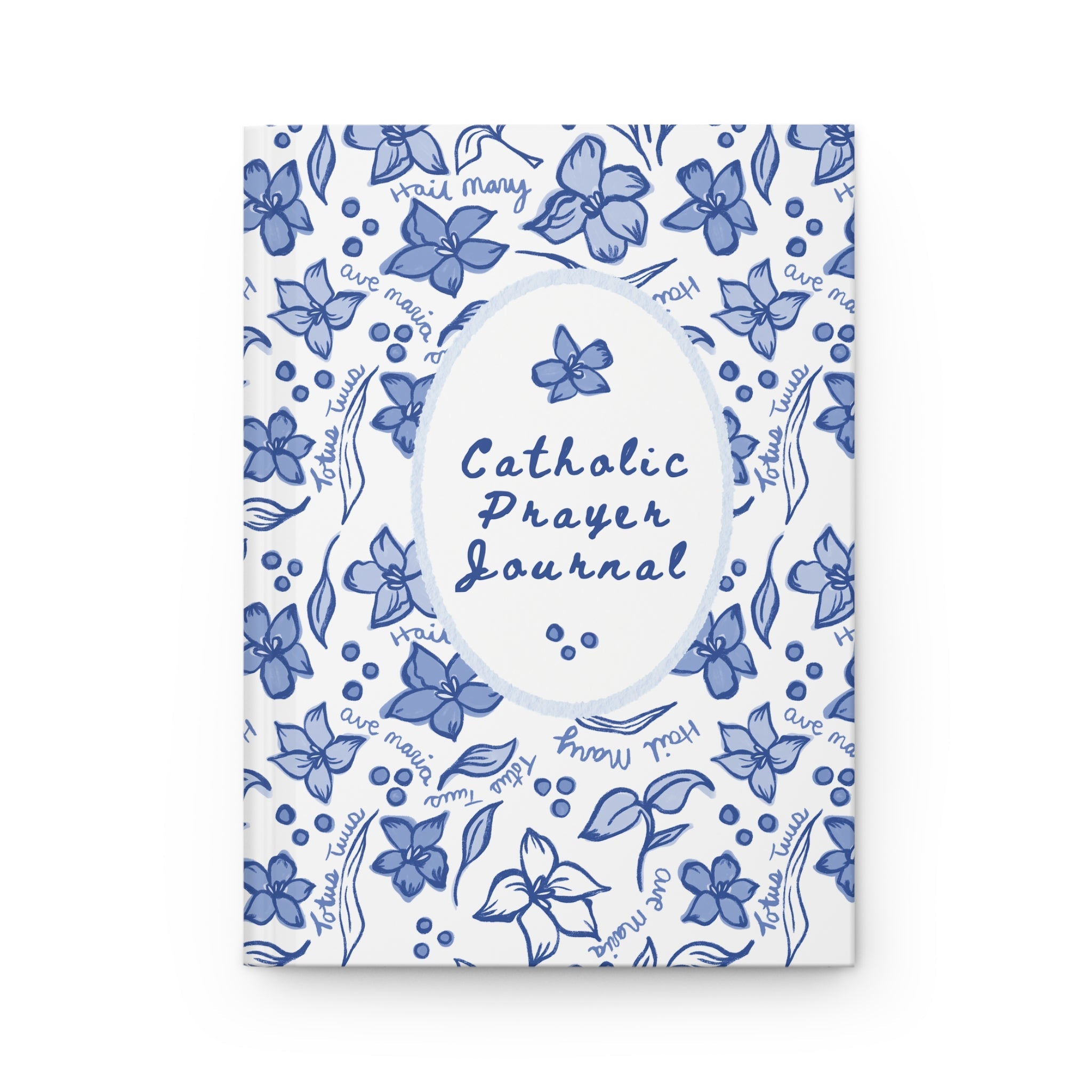 Mother Mary Prayer Journal - Blue Floral Hardcover Marian Notebook Printify