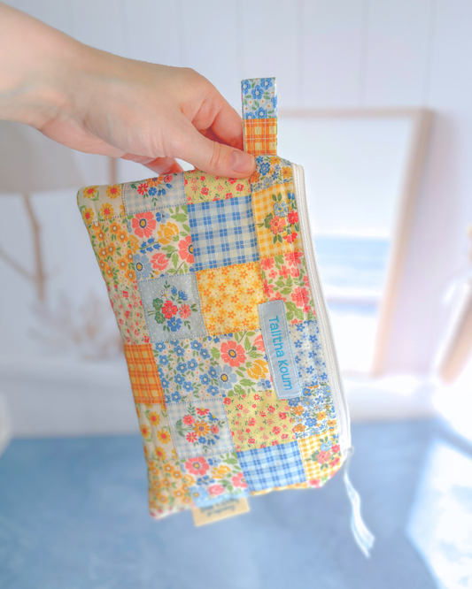 Talitha Koum - Yellow Floral - Handmade Quilted Prayer Card Pouch Encounter At Jacob's Well