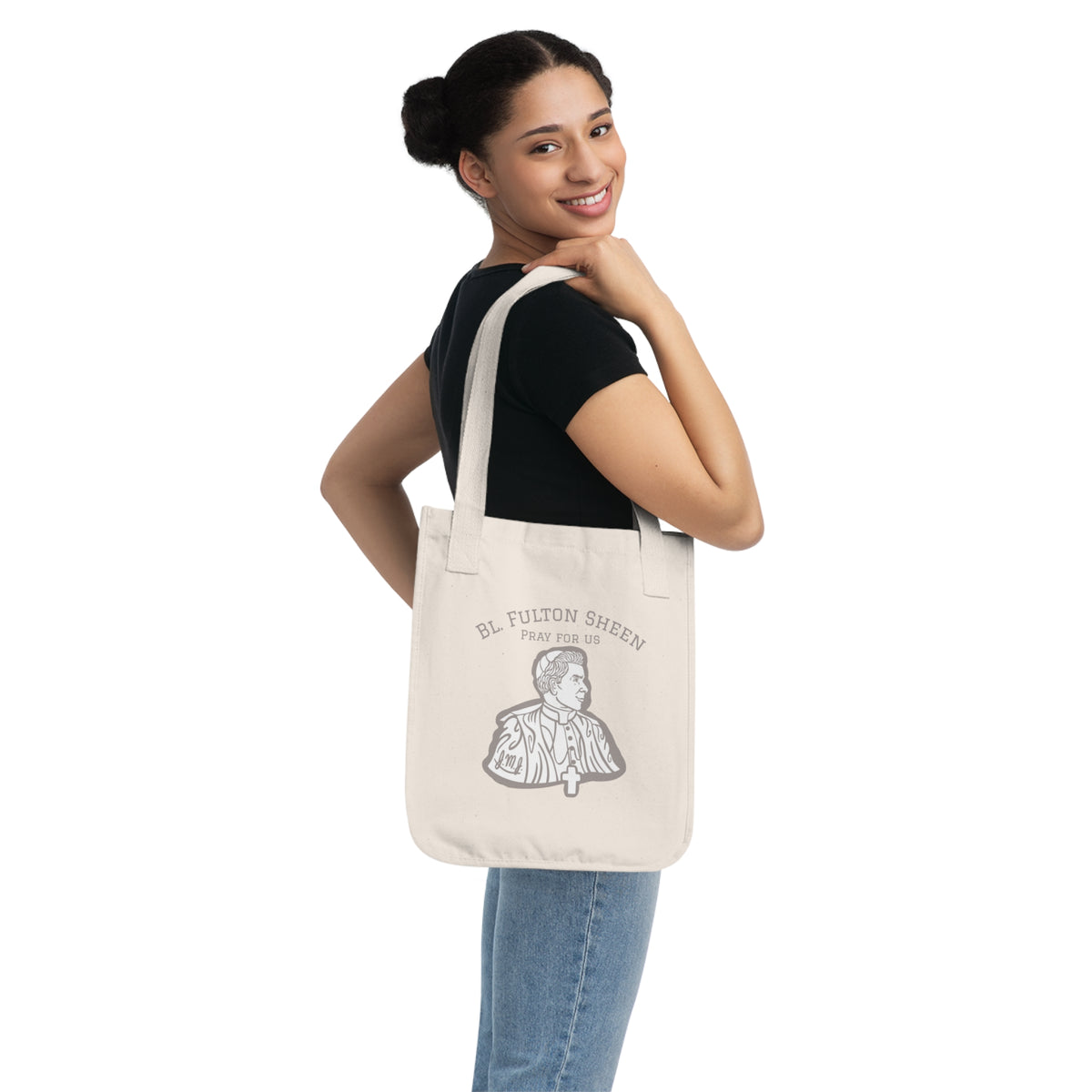 Tote Bag — "Bl. Fulton Sheen Pray For Us" Organic Canvas Tote