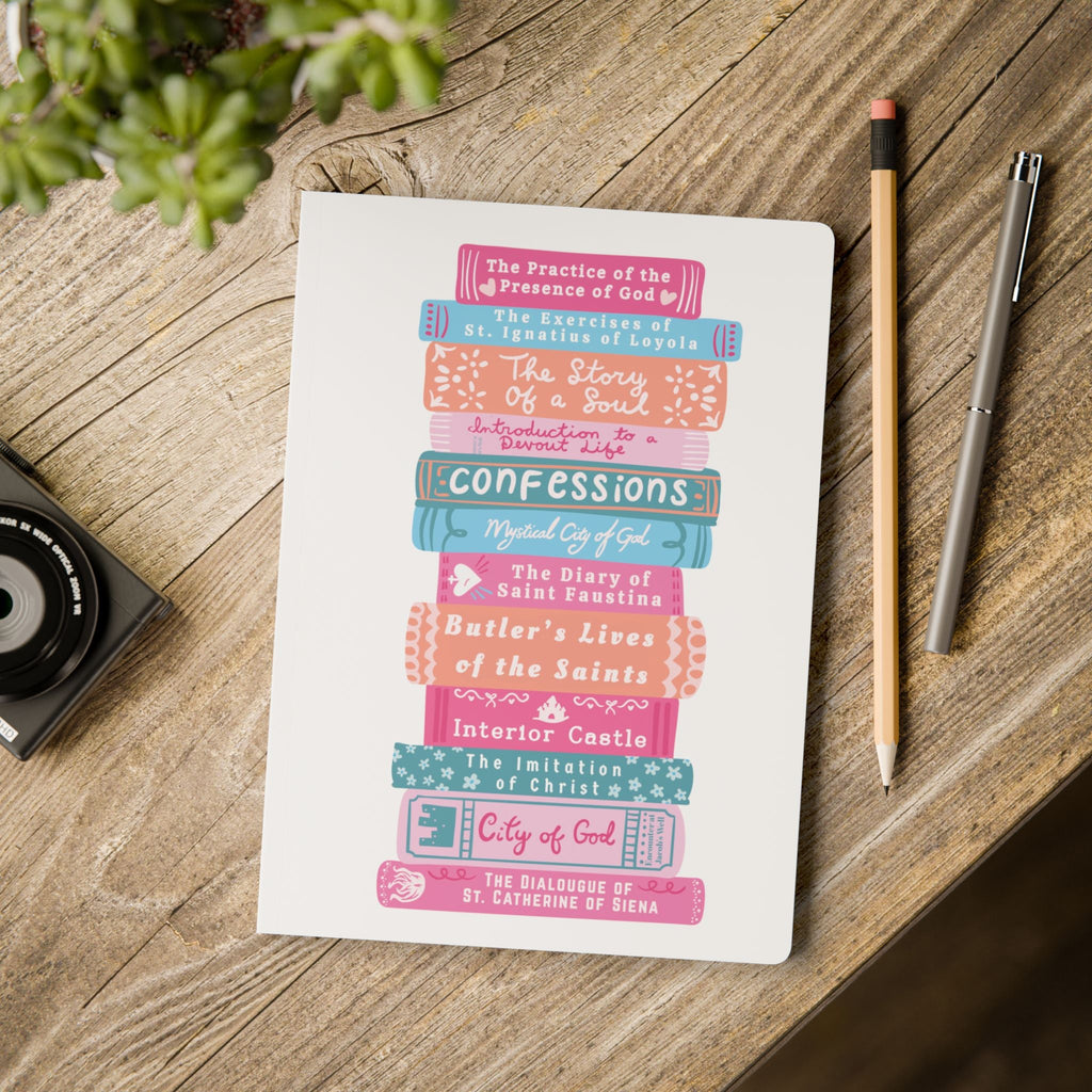 Spiritual Classics Softcover Prayer Journal | Catholic Reading List, St. John Bosco Quote Illustration Printify
