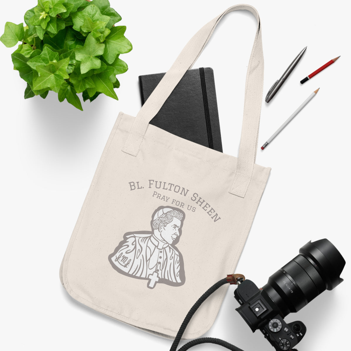 Tote Bag — "Bl. Fulton Sheen Pray For Us" Organic Canvas Tote