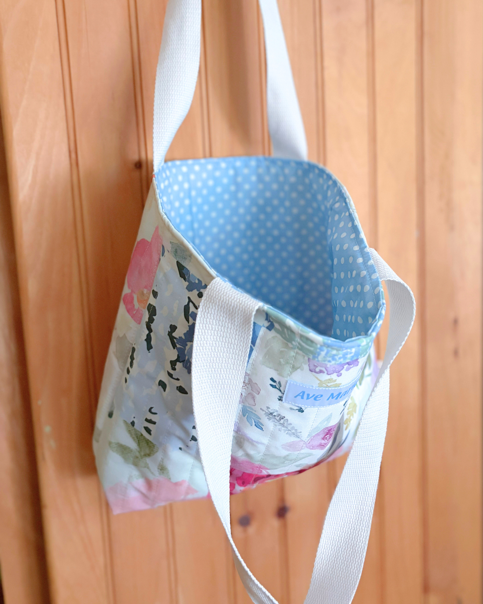 Mother Mary Handmade Quilted Tote Bag – Mini - Soft Floral - Catholic Mass & Adoration Bag