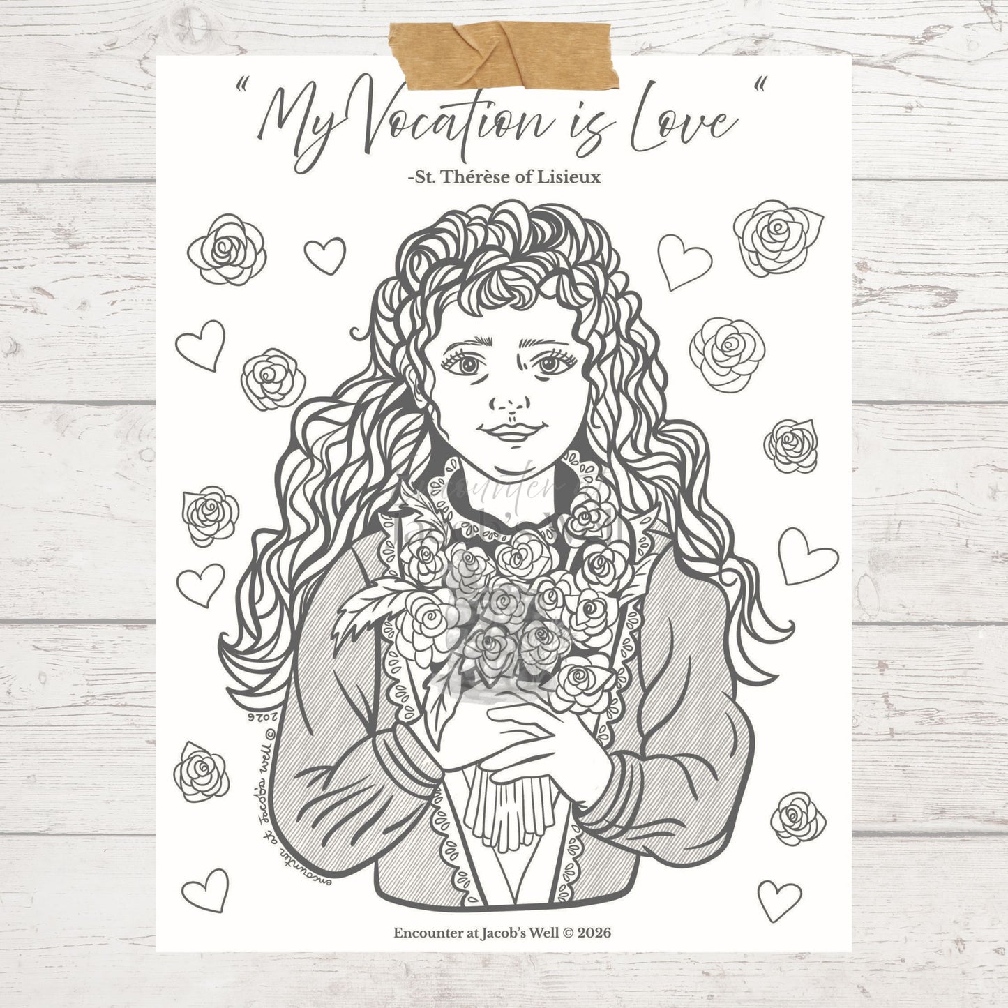 St. Therese Coloring Page - Digital Download