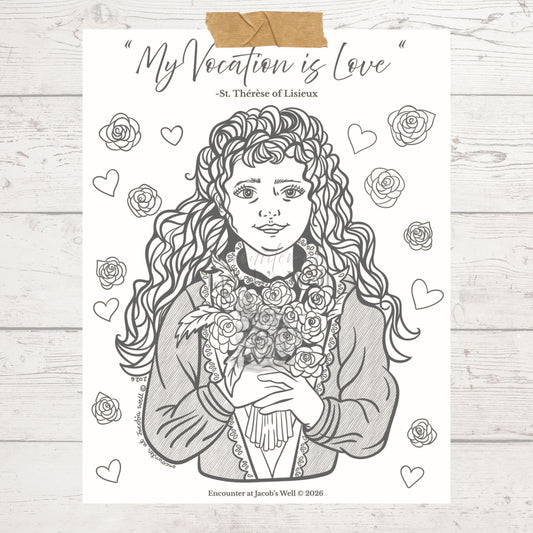 St. Therese Coloring Page - Digital Download