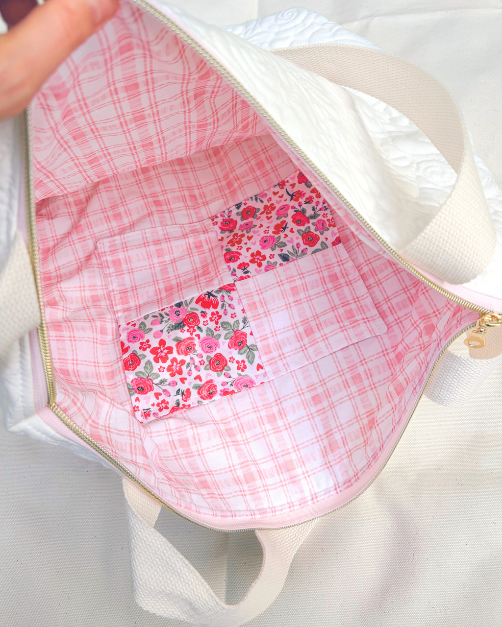 XL Handmade Quilted Catholic Tote Bag – St. Therese, Mother Teresa, Ribbon Bow, Mass Bag Encounter At Jacob's Well