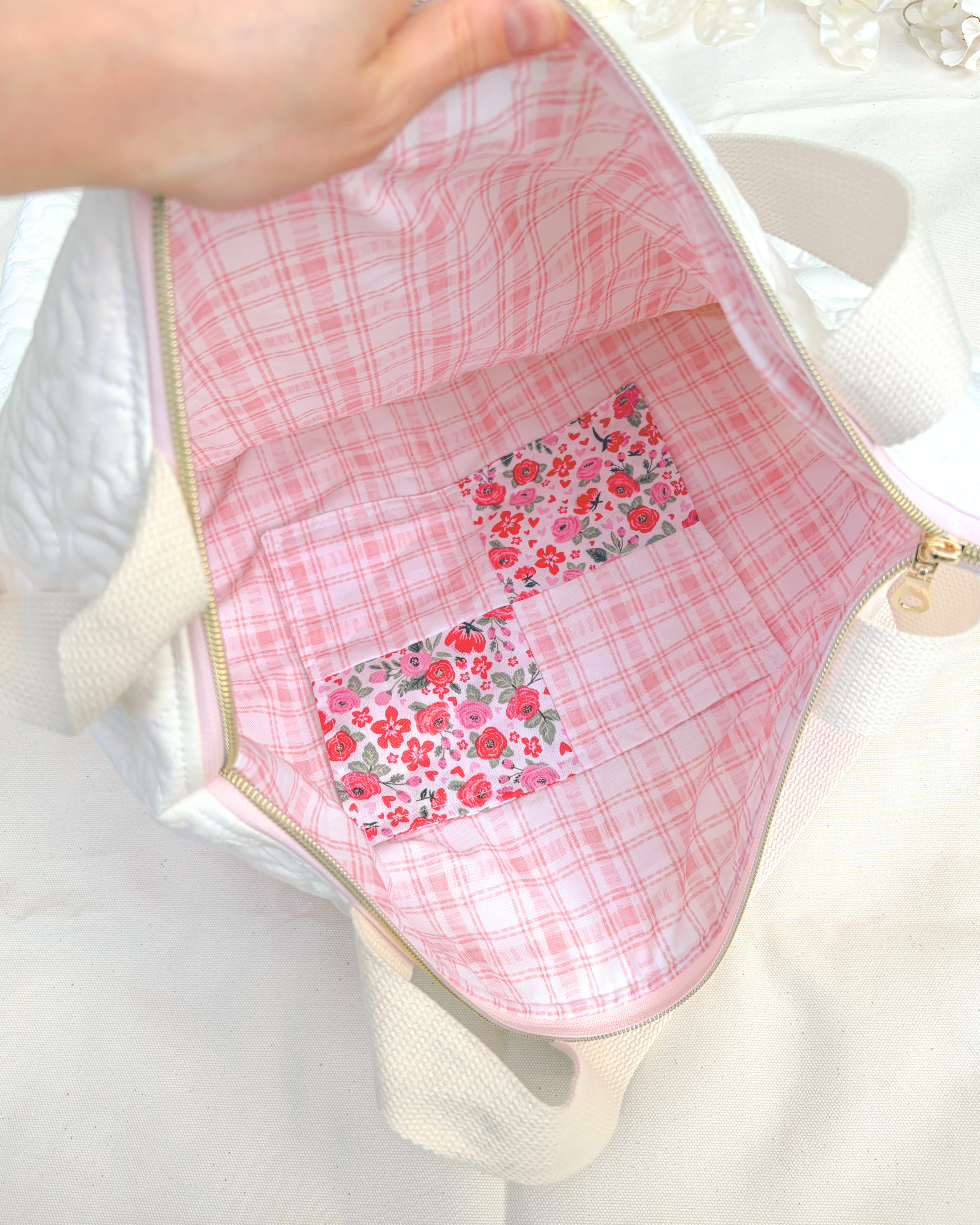 XL Handmade Quilted Catholic Tote Bag – St. Therese, Mother Teresa, Ribbon Bow, Mass Bag Encounter At Jacob's Well