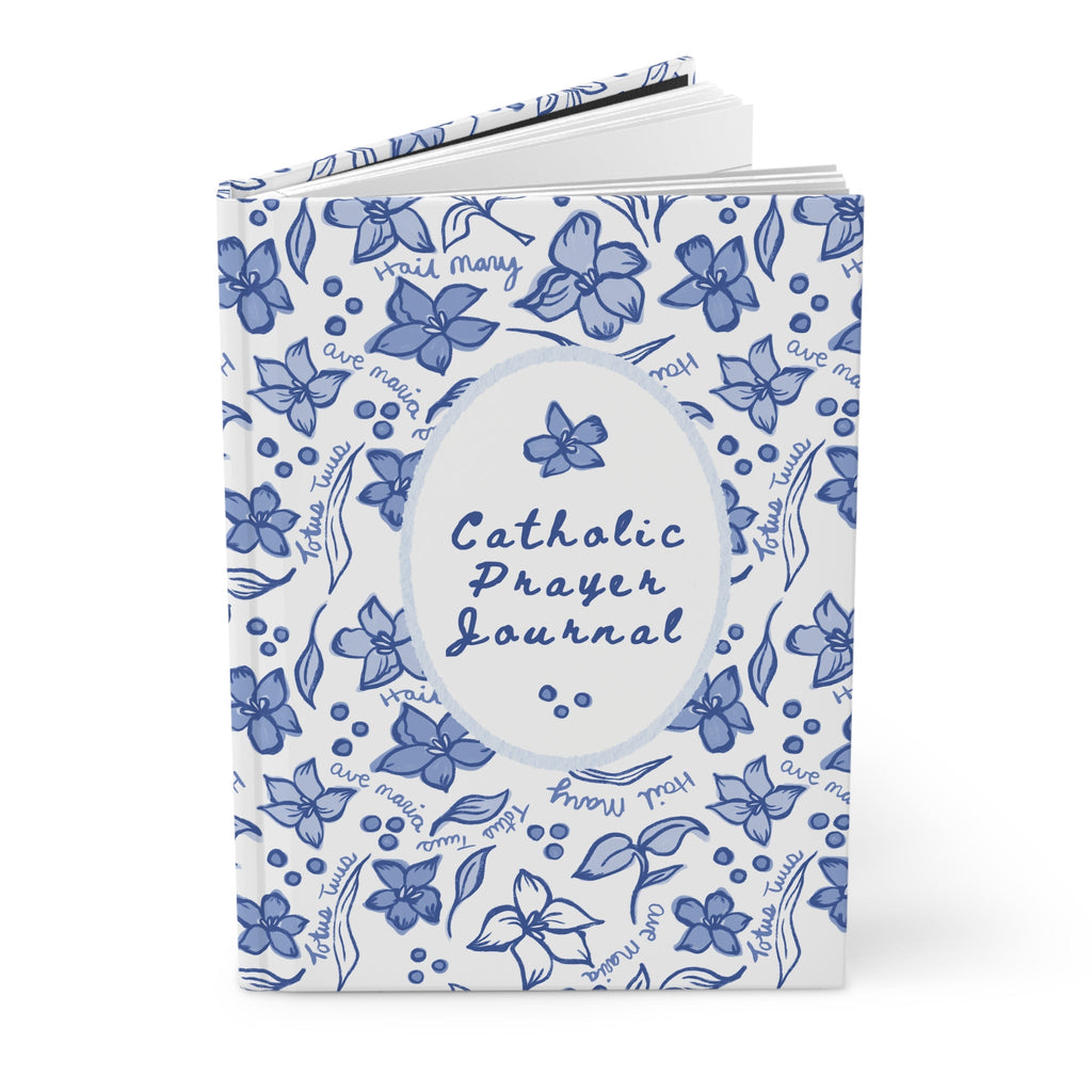 Mother Mary Prayer Journal - Blue Floral Hardcover Marian Notebook Printify