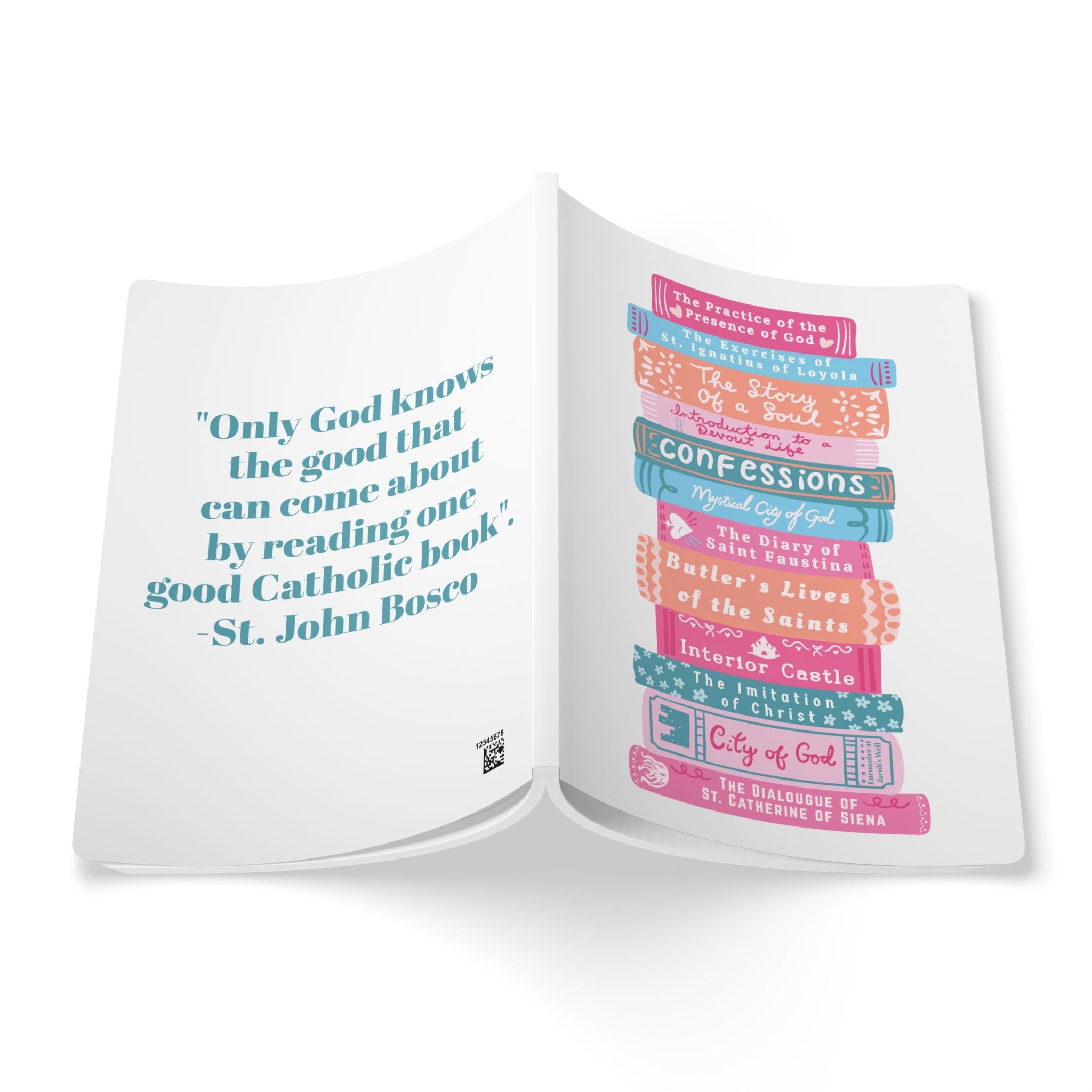 Spiritual Classics Softcover Prayer Journal | Catholic Reading List, St. John Bosco Quote Illustration Printify