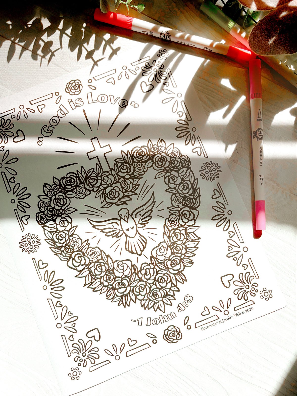 God is Love Coloring Page - Digital Download