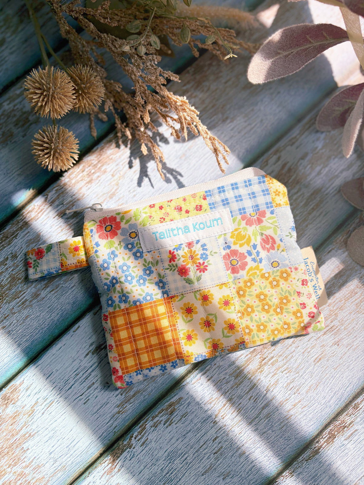 Talitha Koum - Yellow Floral - Rosary Pouch