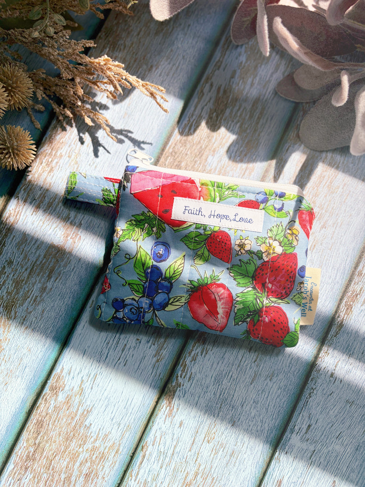Faith, Hope, Love - Fruity Summer Print - Rosary Pouch