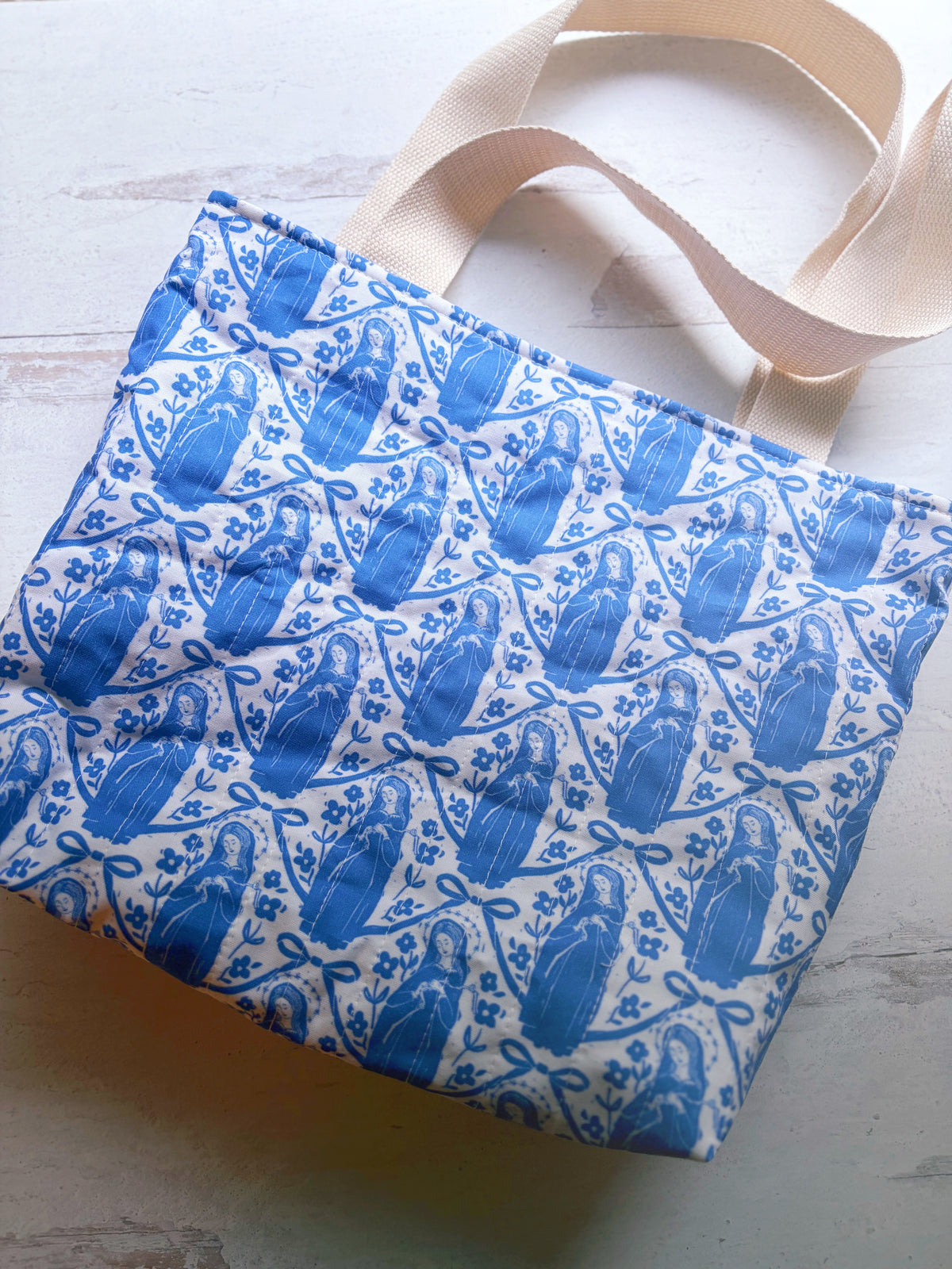 Our Lady Undoer of Knots - Handmade Quilted Tote Bag - Mini