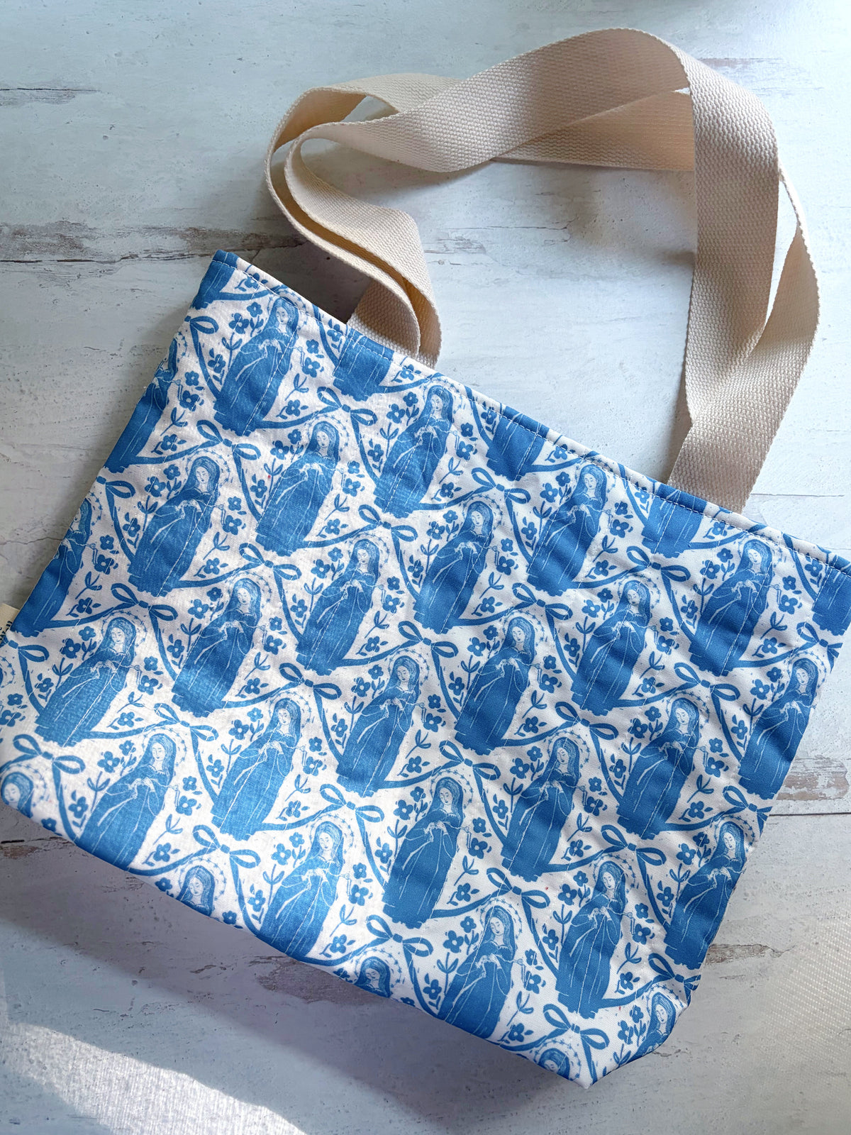 Our Lady Undoer of Knots - Handmade Quilted Tote Bag - Mini