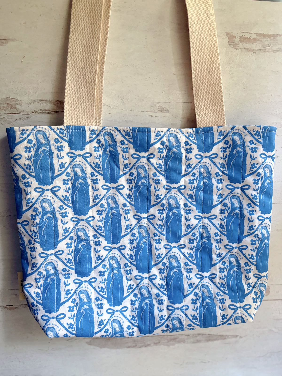 Our Lady Undoer of Knots - Handmade Quilted Tote Bag - Mini