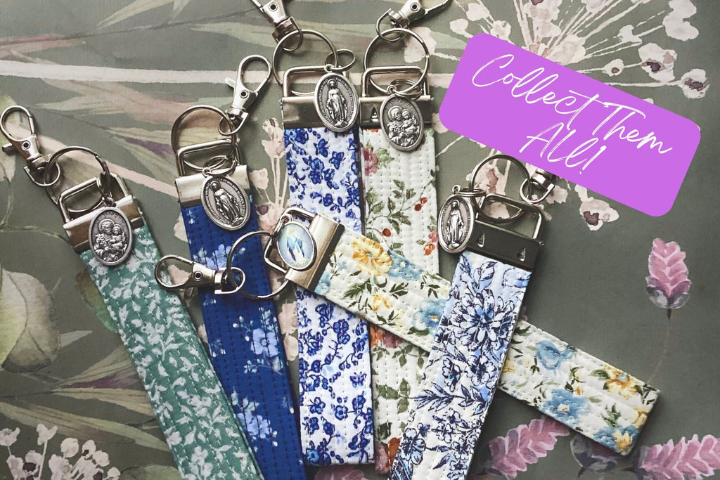 Sweet Little Flower - Marian Key Fob Wristlet - Catholic Keychain Encounter At Jacob's Well
