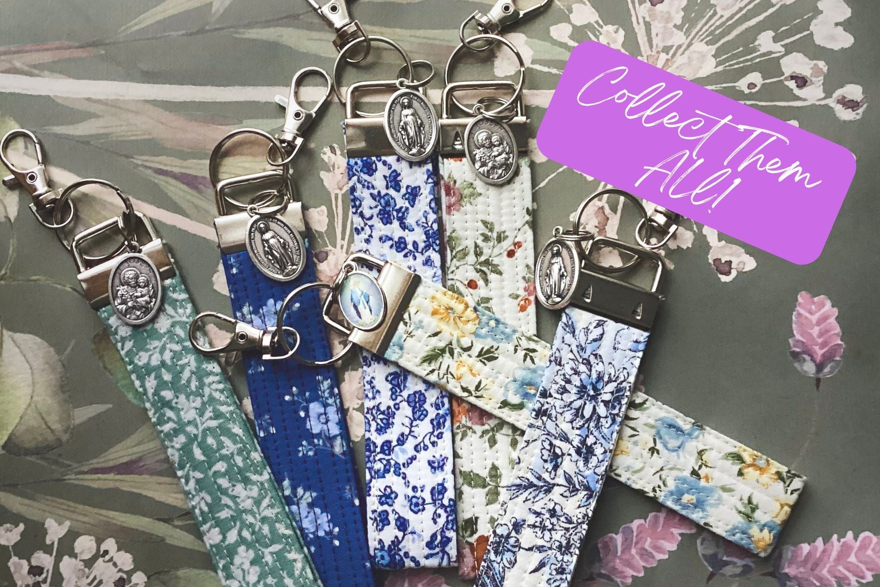 Sweet Little Flower - Marian Key Fob Wristlet - Catholic Keychain Encounter At Jacob's Well