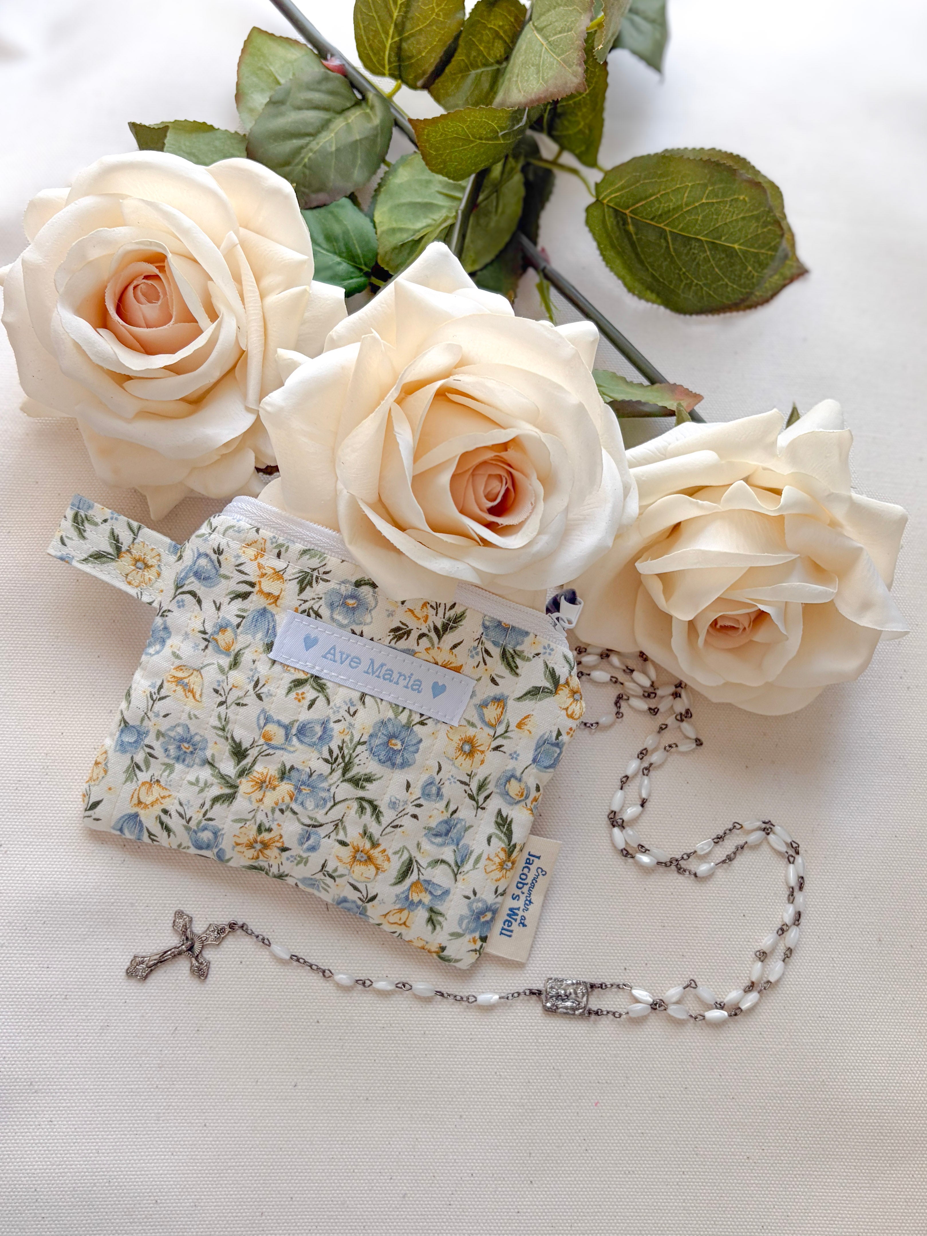 Ave Maria - Quilted Rosary Zipper Pouch - Confirmation Gift Encounter At Jacob's Well