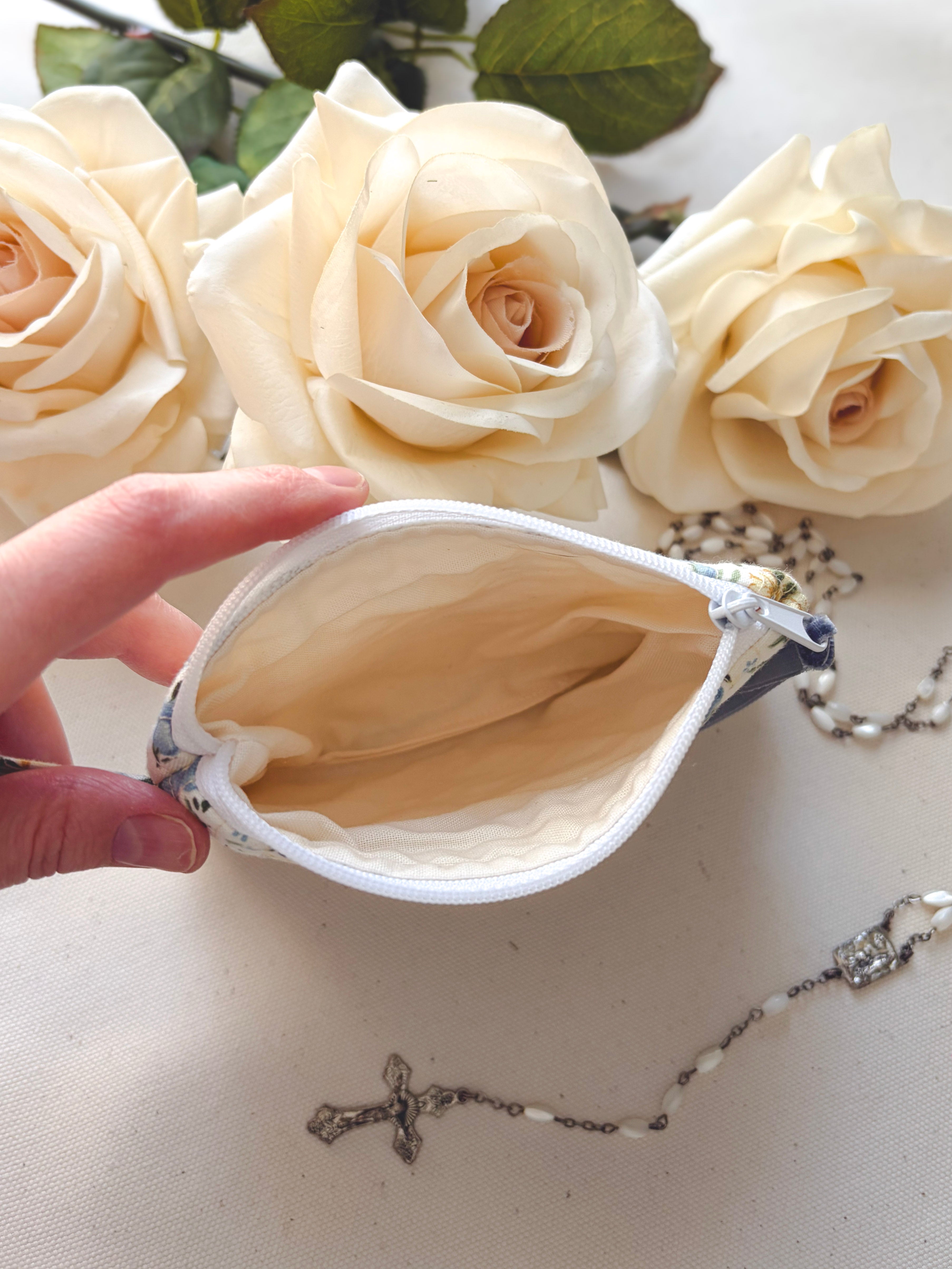 Ave Maria - Quilted Rosary Zipper Pouch - Confirmation Gift Encounter At Jacob's Well