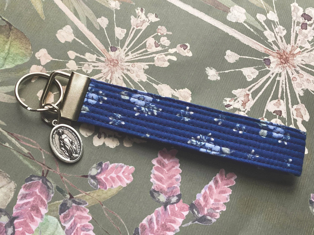 Sweet Little Flower - Marian Key Fob Wristlet - Catholic Keychain Encounter At Jacob's Well