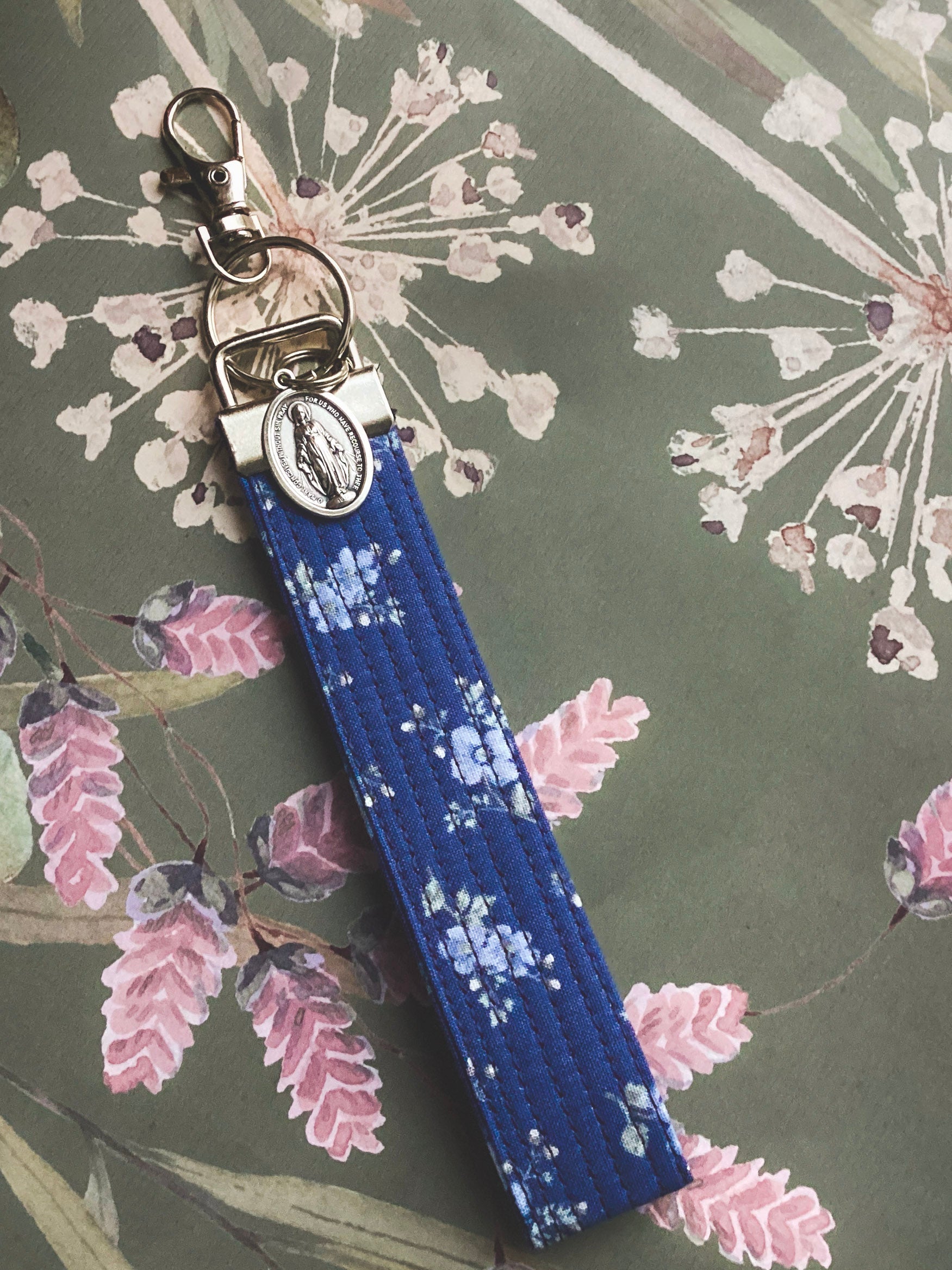 Sweet Little Flower - Marian Key Fob Wristlet - Catholic Keychain Encounter At Jacob's Well