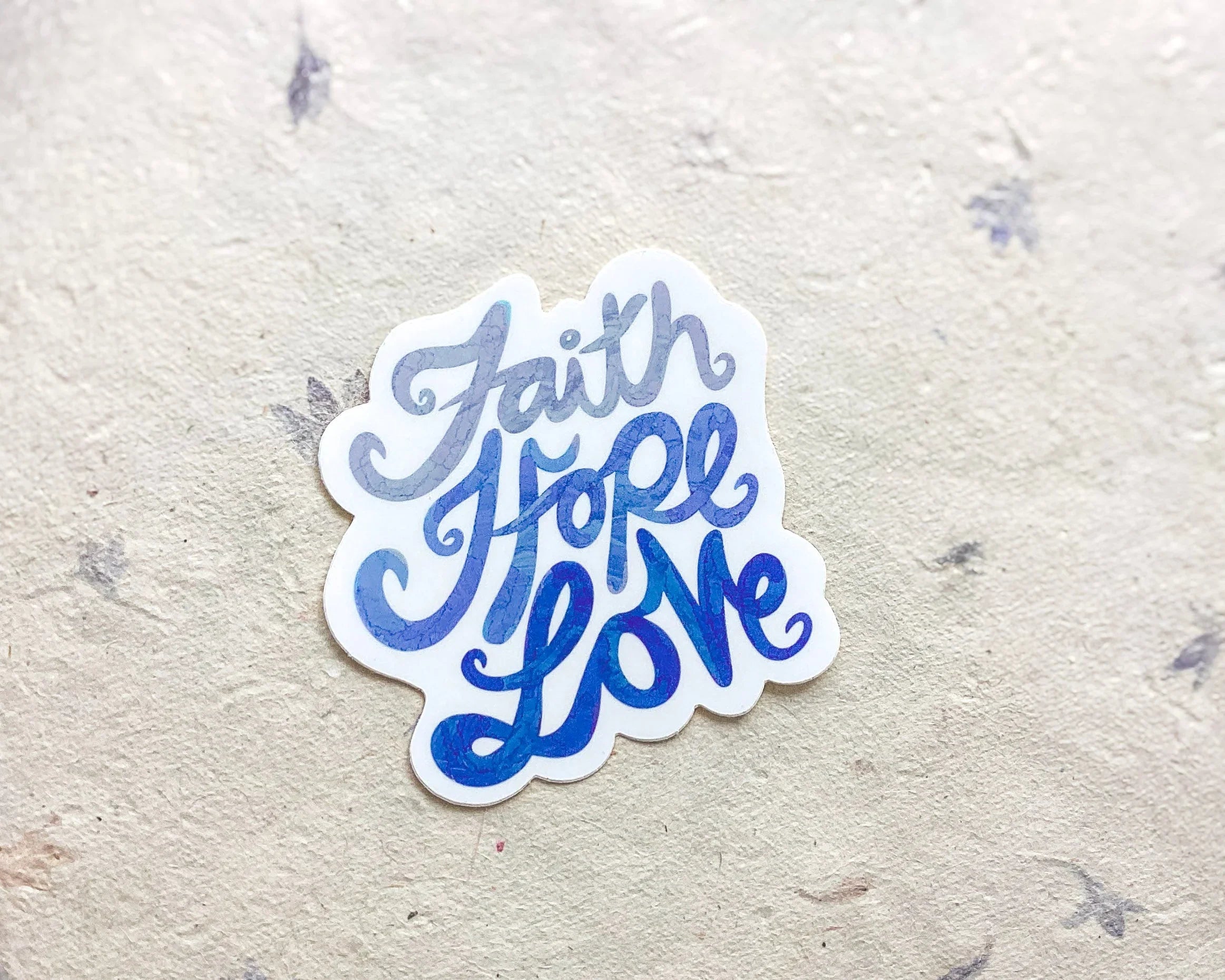 "Faith Hope Love" - BLUE - Waterproof Vinyl Sticker Encounter At Jacob's Well