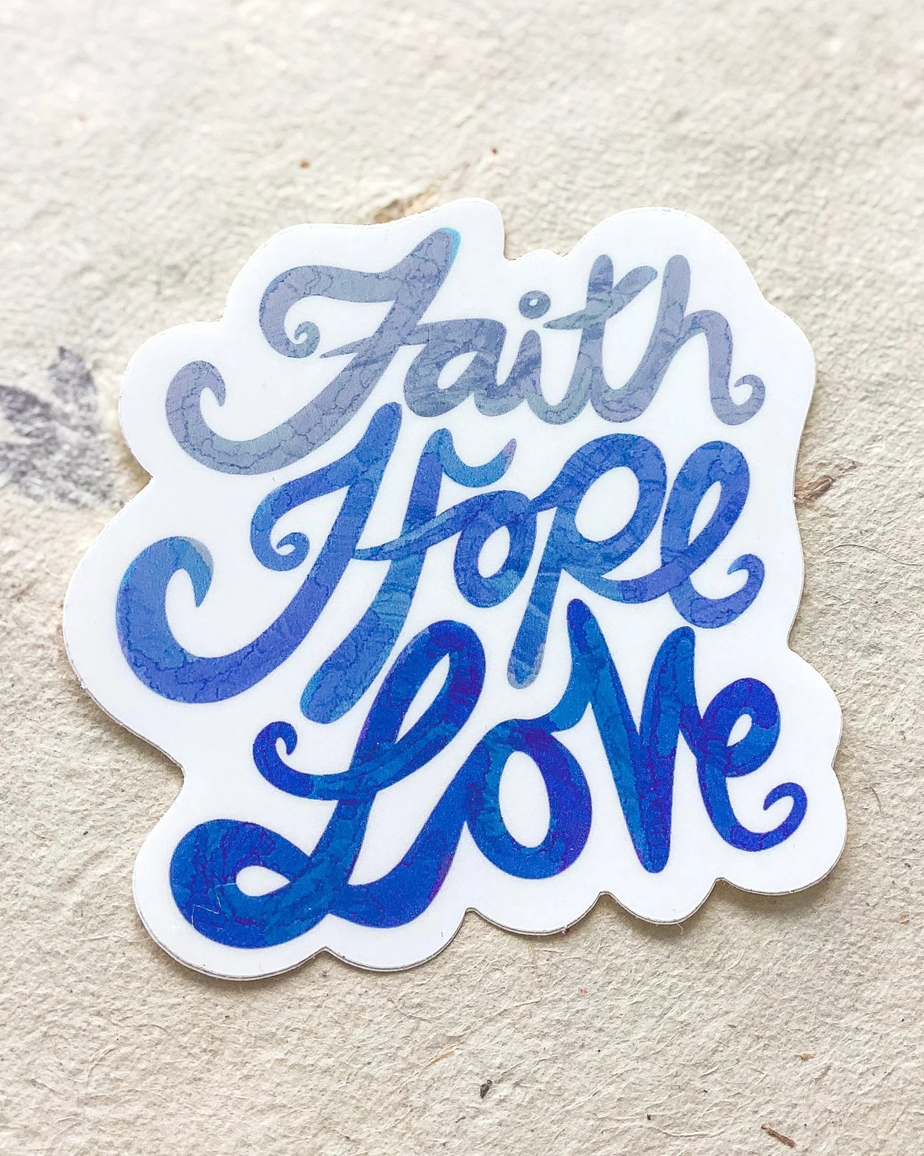 "Faith Hope Love" - BLUE - Waterproof Vinyl Sticker Encounter At Jacob's Well