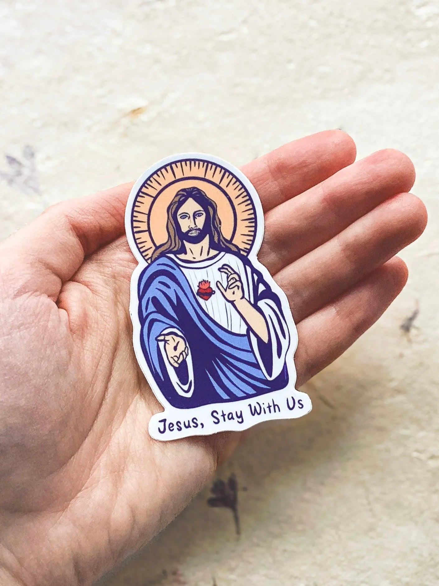 Sacred Heart of Jesus - Jesus, Stay with Us - Vinyl Waterproof Sticker - Catholic Encounter At Jacob's Well