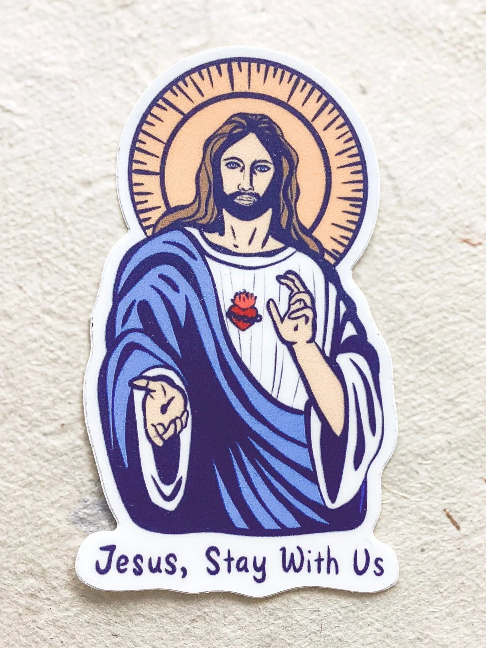 Sacred Heart of Jesus - Jesus, Stay with Us - Vinyl Waterproof Sticker - Catholic Encounter At Jacob's Well