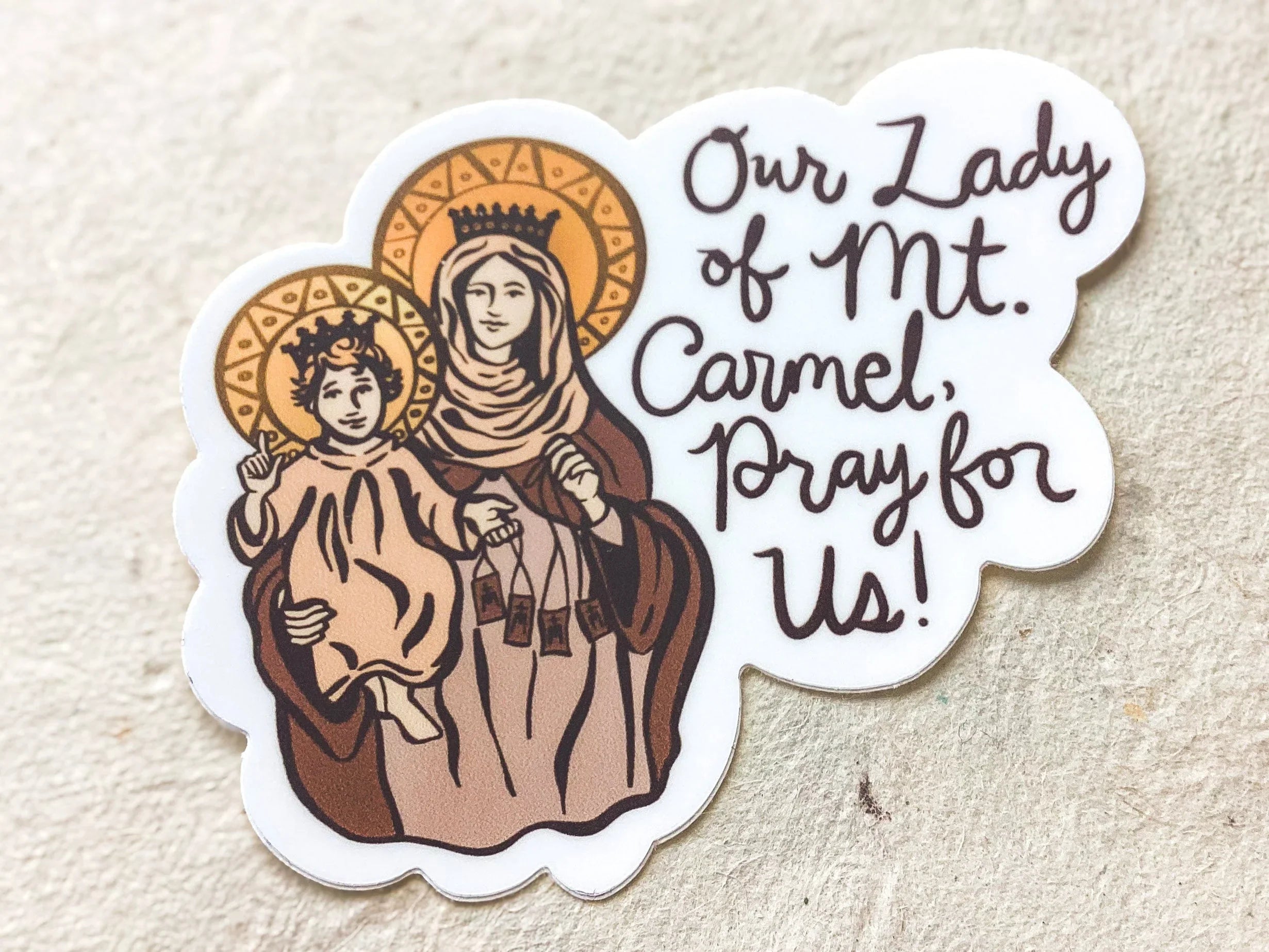 Our Lady of Mt. Carmel - Waterproof Vinyl Sticker Encounter At Jacob's Well