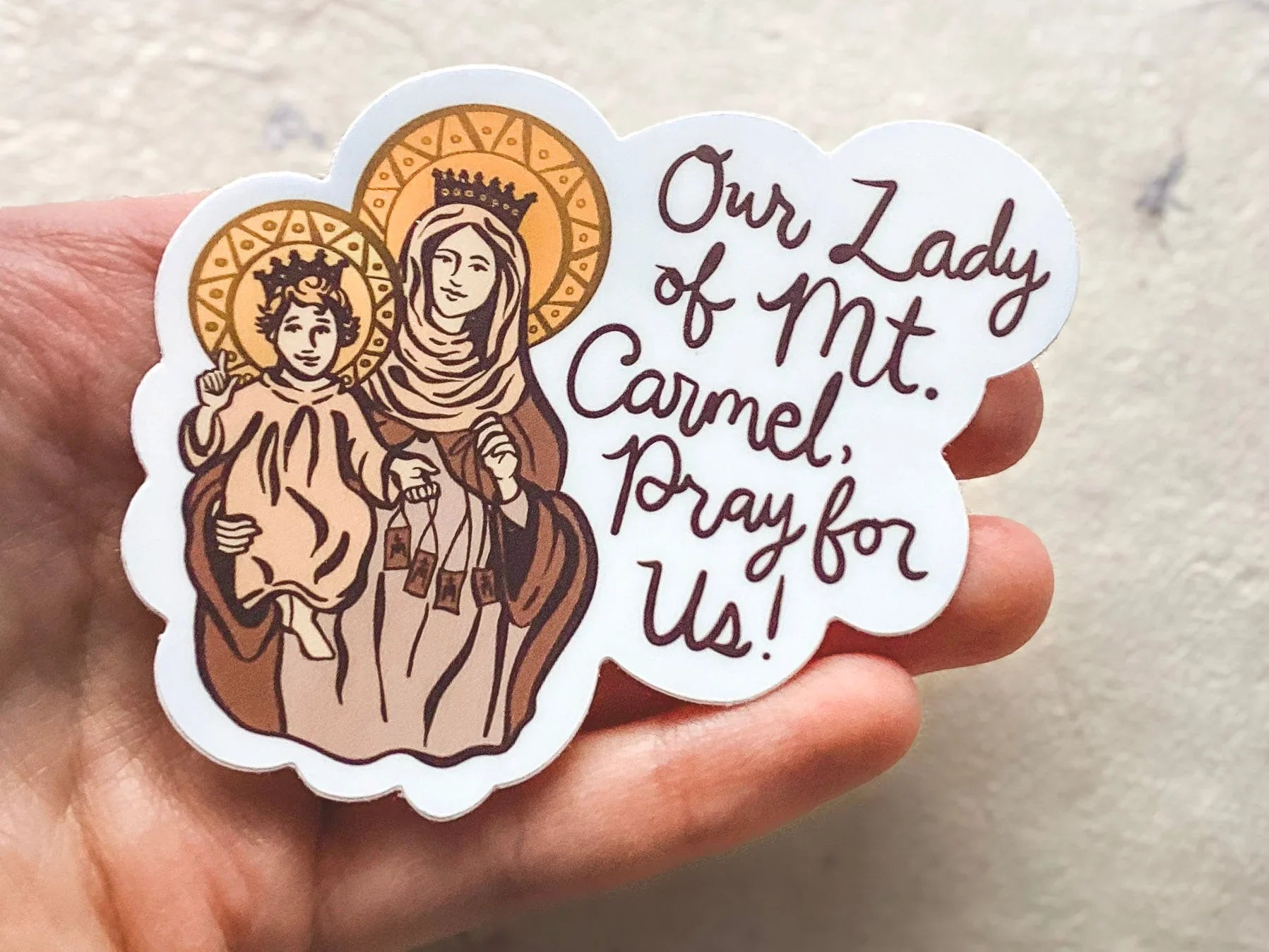 Our Lady of Mt. Carmel - Waterproof Vinyl Sticker Encounter At Jacob's Well