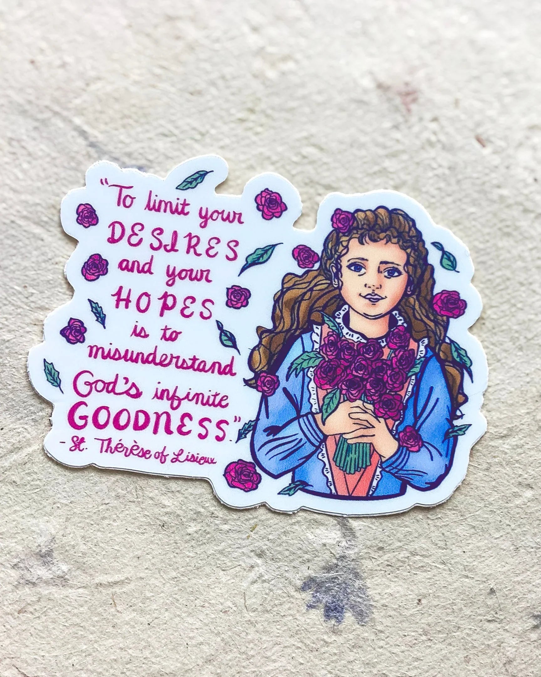 "Desires, Hopes and Goodness" - St. Thérèse - Waterproof Vinyl Sticker Encounter At Jacob's Well