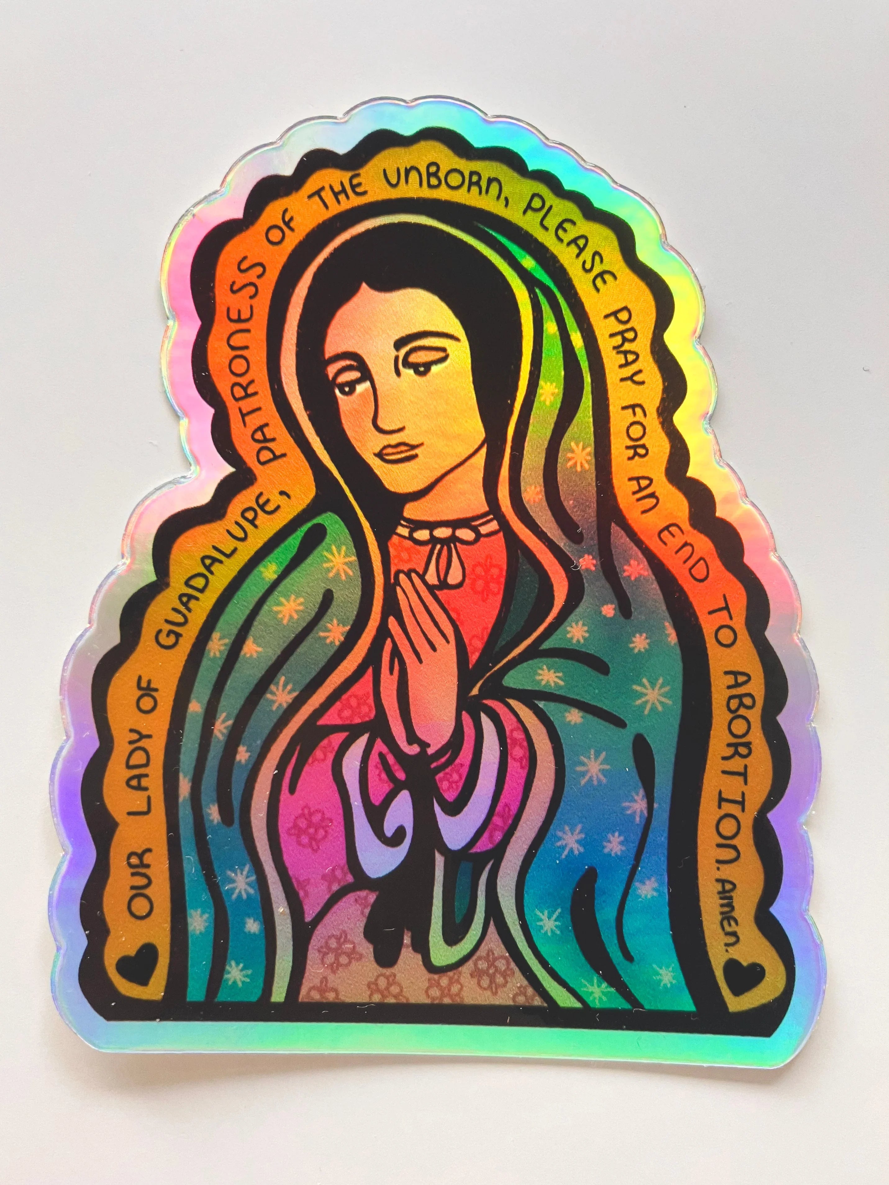 PRO-LIFE - "Our Lady of Guadalupe" - Holographic Waterproof Vinyl Sticker Encounter At Jacob's Well
