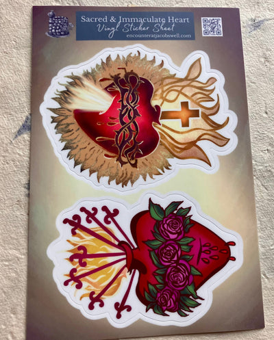 Sacred and Immaculate Heart - Vinyl Waterproof Sticker Sheet Encounter At Jacob's Well