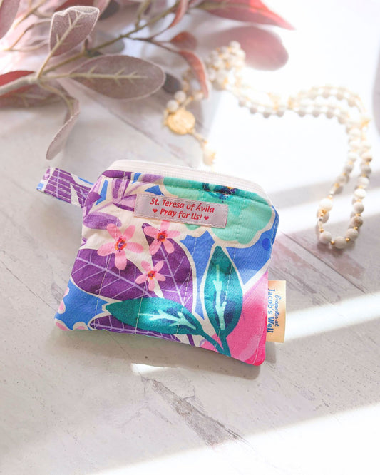 St. Teresa of Avila - Fiesta Floral - Rosary Pouch